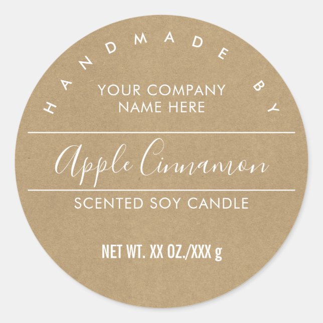 Handmade Candle Kraft Paper Look Product Label (Front)