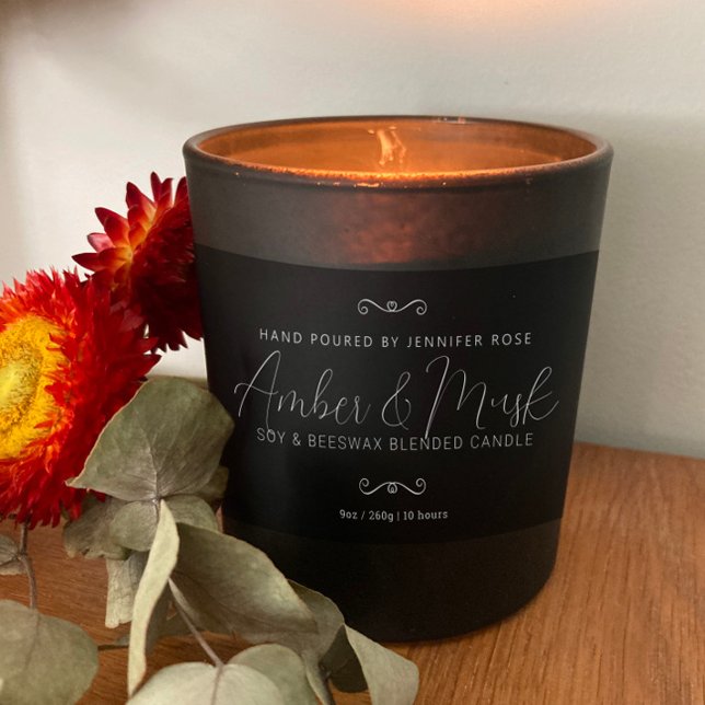 Handmade candle mono simple heart divider rectangular sticker (Creator Uploaded)