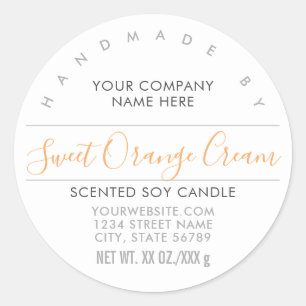 Handmade Candle or Soap Orange Cream Product Label