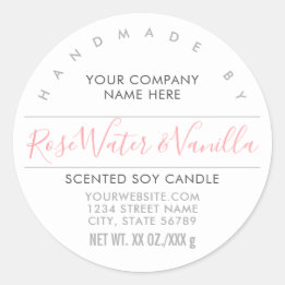 Handmade Candle or Soap Rose Pink Product Label