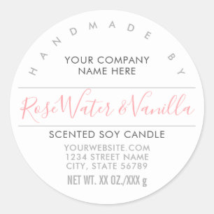 Handmade Candle or Soap Rose Pink Product Label
