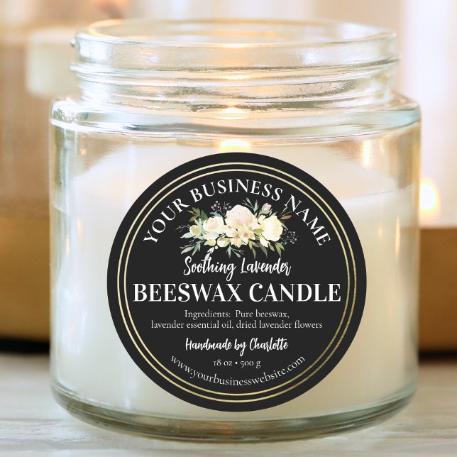 Handmade Candle Product Jars Small Business  Classic Round Sticker (Handmade Beeswax é Soy Candle Product Jars Small Business Classic Round Sticker)