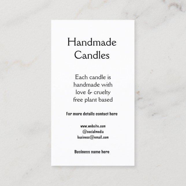 handmade candles add contact details business q r  business card (Back)