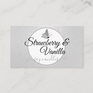 Handmade Candles Clean Silver Gray Cute Butterfly Business Card