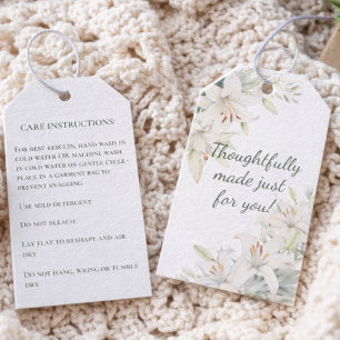Handmade Care Instructions Lilies Hang Tag