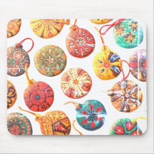 Handmade Ceramic Ornaments On a Computer Laptop Mouse Mat