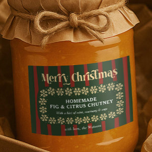 Handmade Christmas Gift Red & Green Plaid Stripes Food Label