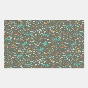 Handmade Colourful Christmas Floral Rectangular Sticker