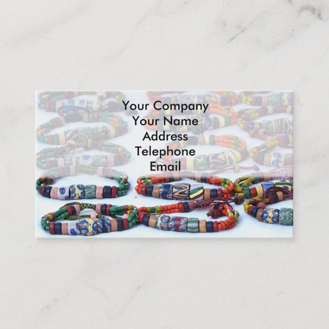 Handmade Colourful Glass Beads Bracelets Business Card (Front)