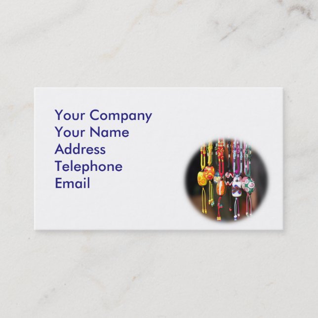 Handmade Colourful Glass Beads Business Card (Front)