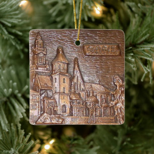 HANDMADE COPPER PLATE OF KRAKOW, POLAND  CERAMIC O ORNAMENT