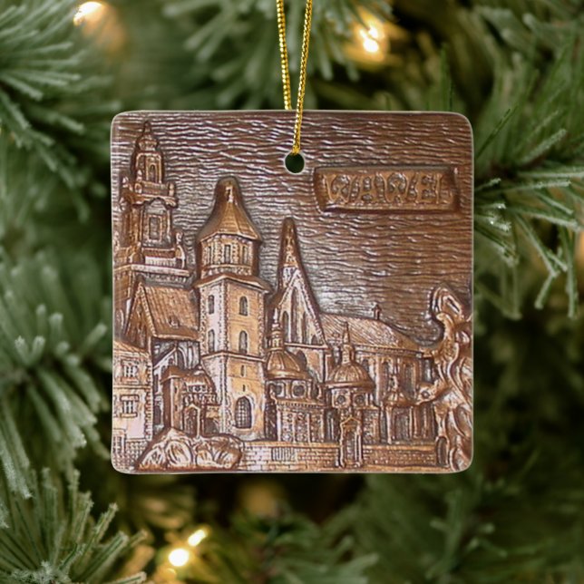 HANDMADE COPPER PLATE OF KRAKOW, POLAND  CERAMIC O ORNAMENT (Tree)