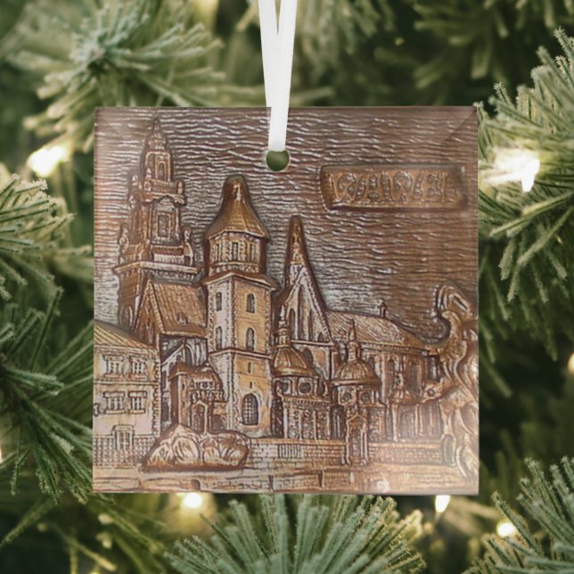 HANDMADE COPPER PLATE OF KRAKOW, POLAND  GLASS TREE DECORATION (Insitu)