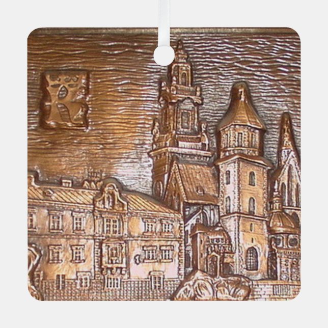 HANDMADE COPPER PLATE OF KRAKOW, POLAND   METAL TREE DECORATION (Front)