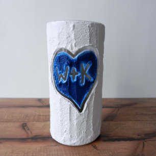 Handmade Couple's Vase with Navy Blue Heart