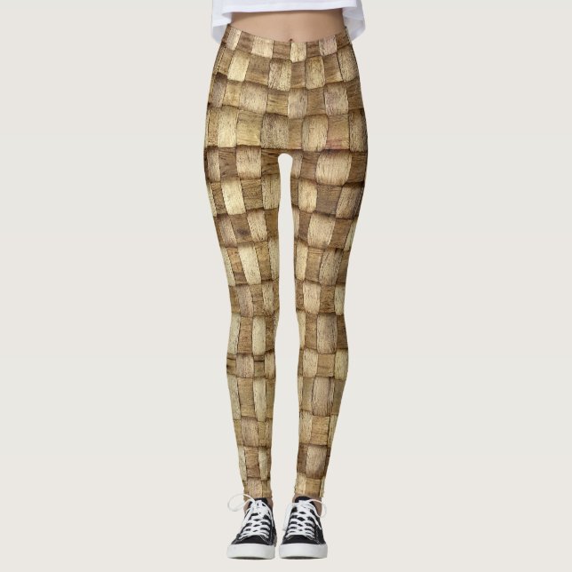Handmade Craft Basket Seamless Texture Leggings (Front)