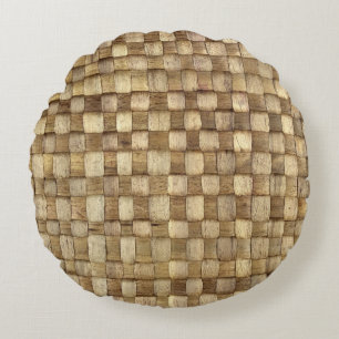 Handmade Craft Basket Seamless Texture Round Cushion
