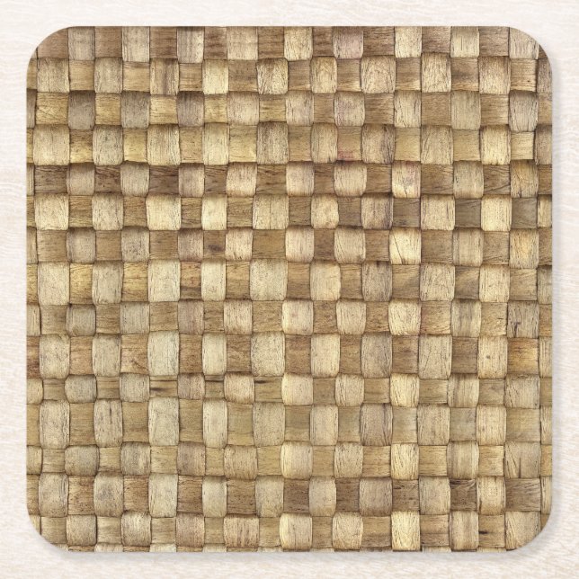 Handmade Craft Basket Seamless Texture Square Paper Coaster (Front)