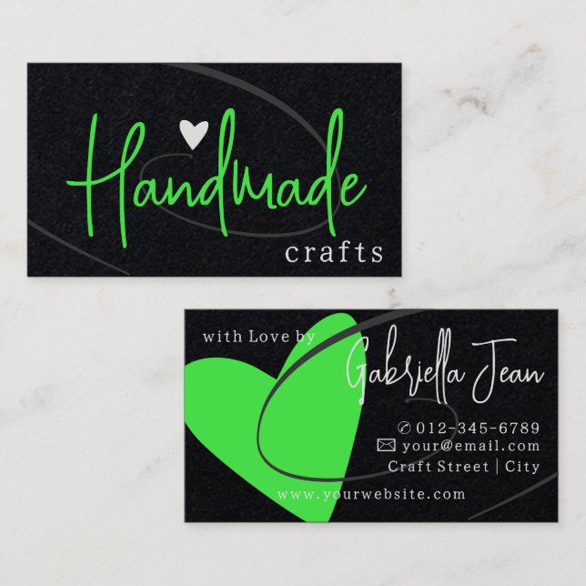 Handmade Crafts Calligraphy Signature Love Heart  Business Card (Front/Back)