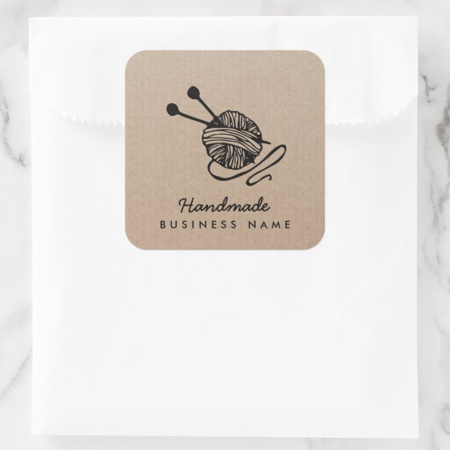 Handmade crafts modern knitting kraft paper rustic square sticker (Bag)