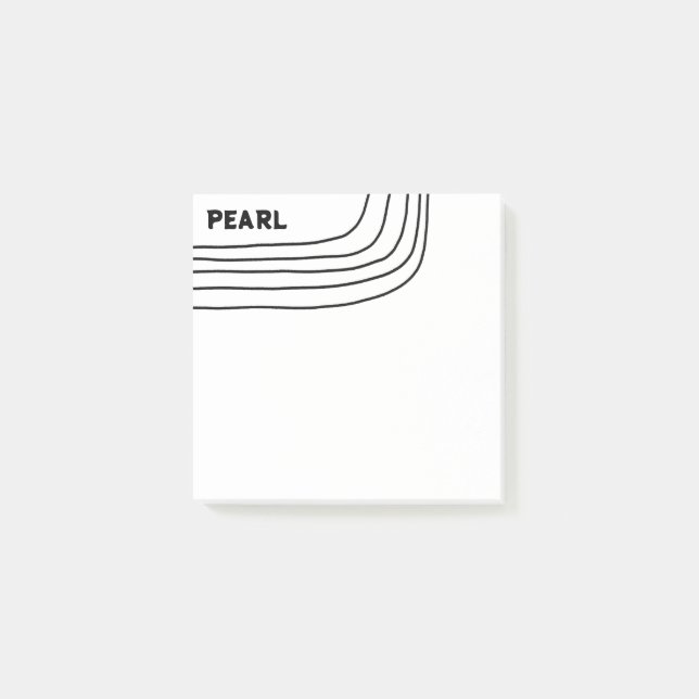 Handmade Curve Lines CUSTOM Monogram Personalised Post-it Notes (Front)