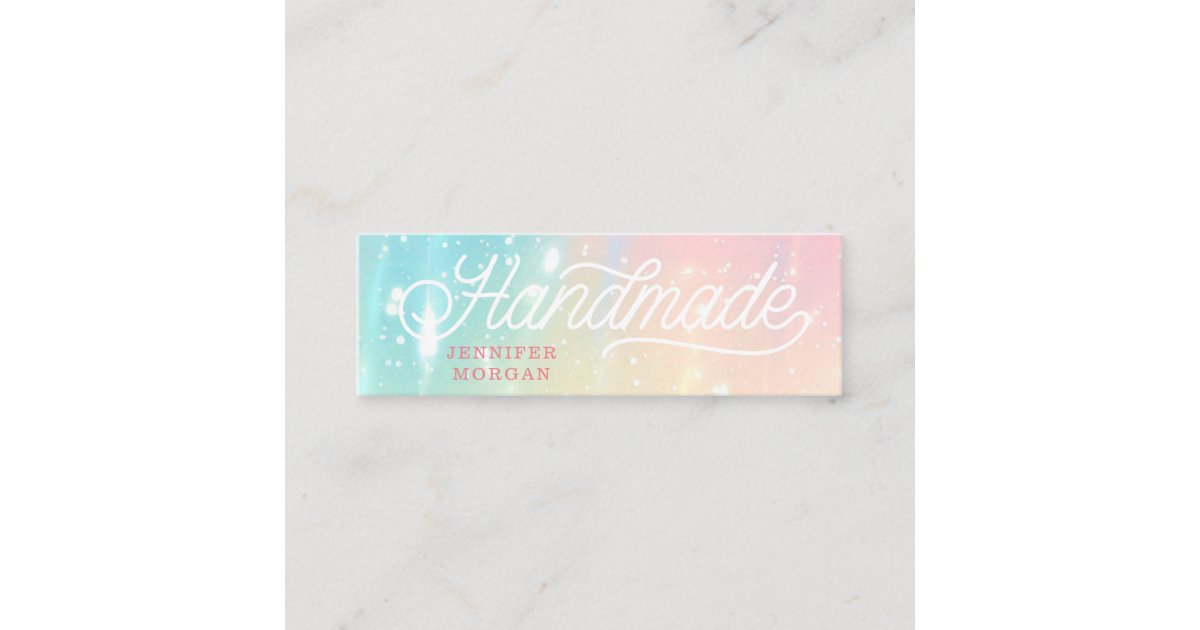 Handmade Cute Script Colourful Business Card | Zazzle