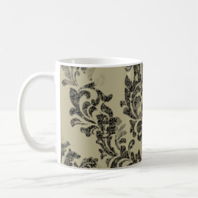 Handmade damask pattern: vintage ornament. coffee mug (Left)