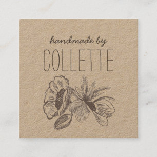 Handmade Flower Logo Kraft Square Business Card