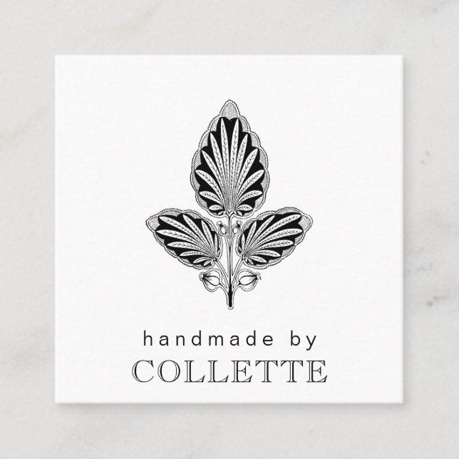 Handmade Flower Logo  Square Business Card (Front)
