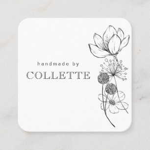 Handmade Flower Logo Square Business Card
