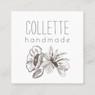 Handmade Flower Logo Square Business Card