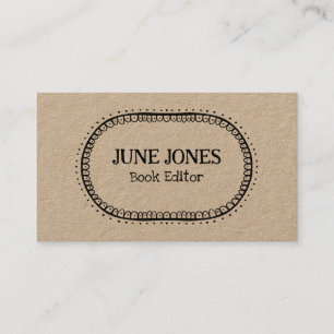 Handmade Font Wonky Chic Custom Whimsical Kraft Business Card
