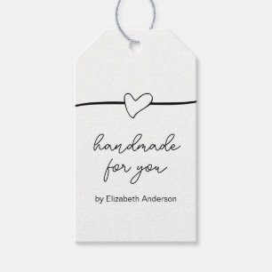 Handmade for You By Name Heart Thank You Hang Tags
