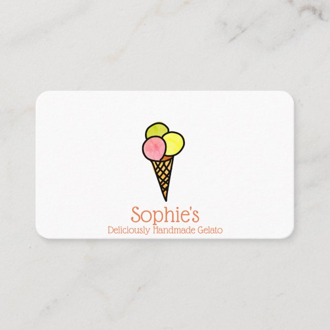 Handmade Gelato Ice-cream Shop Business Card (Front)