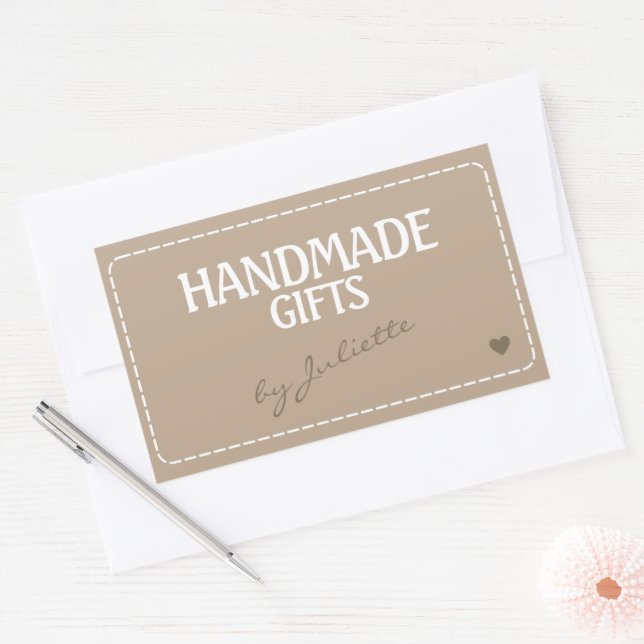 Handmade Gifts Rustic  Sewing Stitches Natural Rectangular Sticker (Envelope)