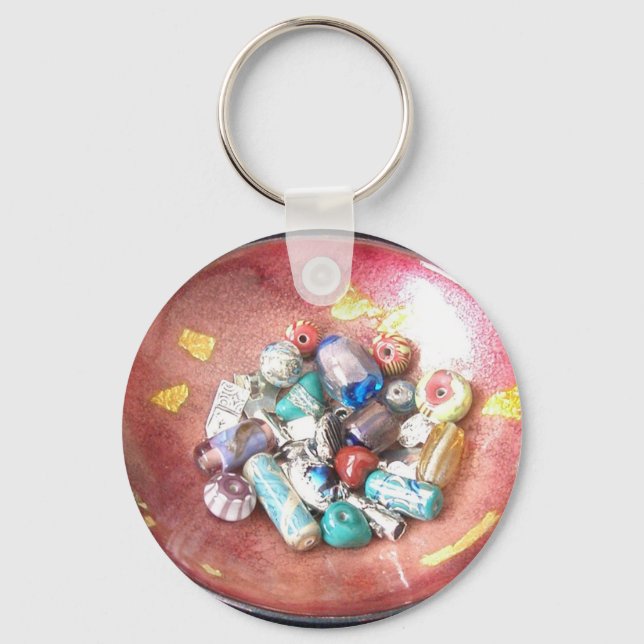Handmade Glass Beads Key Ring (Front)