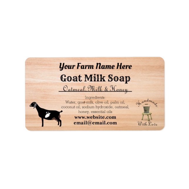 Handmade Goat Milk Soap Label - Nubian Dairy Goats (Front)