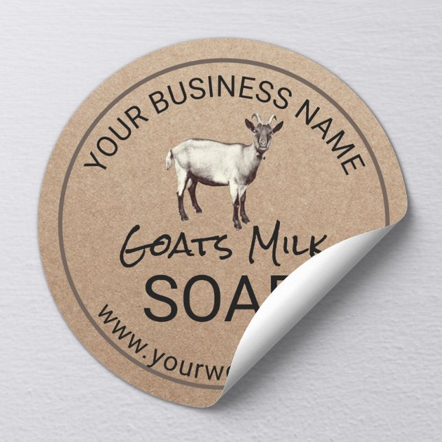 Handmade Goats Milk Soap Rustic Kraft Classic Round Sticker (Creator Uploaded)