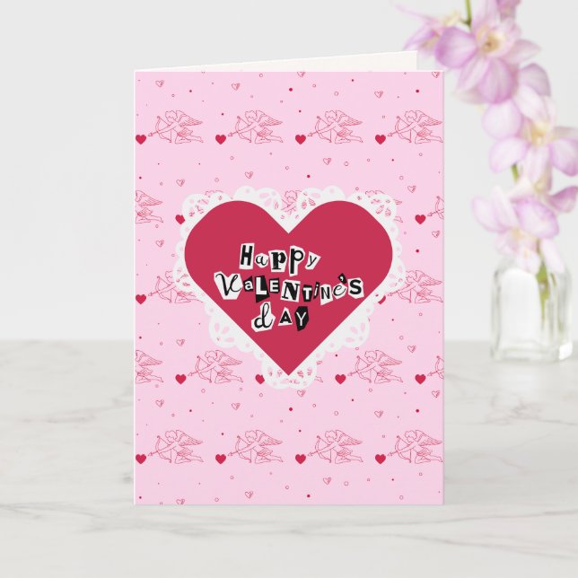 Handmade Happy Valentine's Day Card (Orchid)