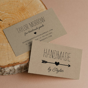 Handmade Heart Rustic Kraft Business Card