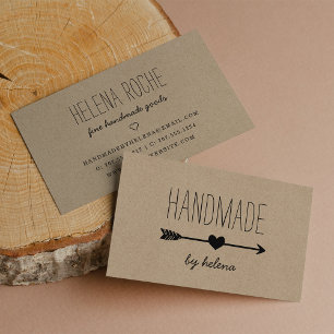 Handmade Heart   Rustic Kraft Business Card