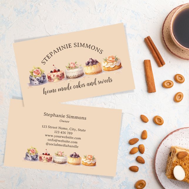 Handmade Homemade Cake Bakery Pastry Vintage Business Card (Creator Uploaded)