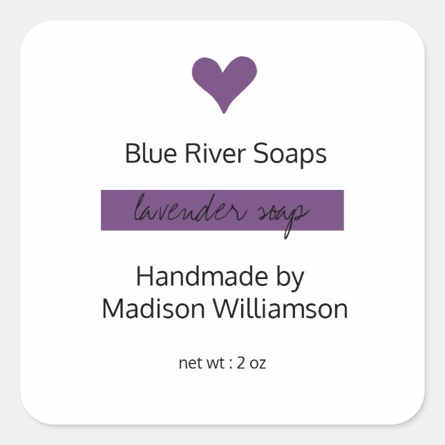 Handmade | Homemade Lavender Soap | company name Square Sticker (Front)