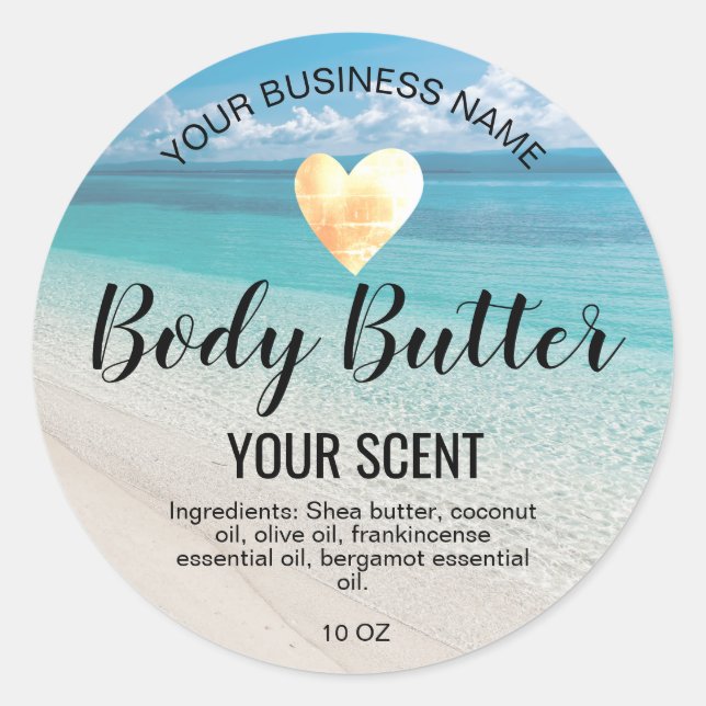 handmade homemade product body scrub summer beach classic round sticker (Front)
