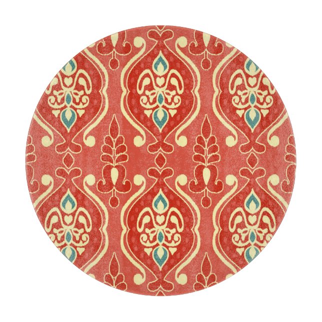 Handmade Ikat: Ethnic Boho Fabric Cutting Board (Front)