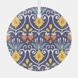 Handmade Ikat: Ethnic Boho Fabric Glass Tree Decoration