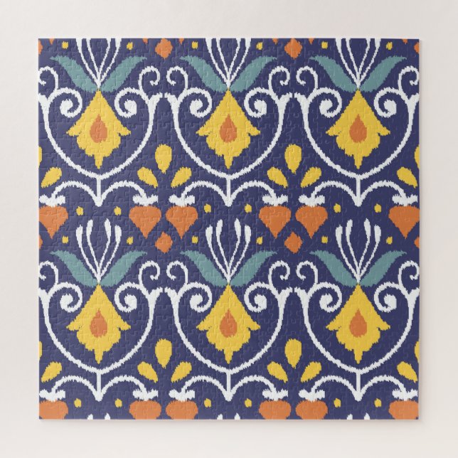 Handmade Ikat: Ethnic Boho Fabric Jigsaw Puzzle (Vertical)