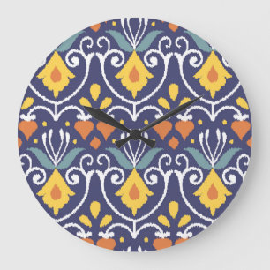 Handmade Ikat: Ethnic Boho Fabric Large Clock