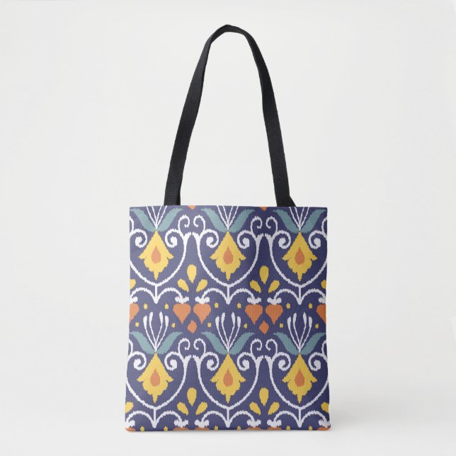 Handmade Ikat: Ethnic Boho Fabric Tote Bag (Front)