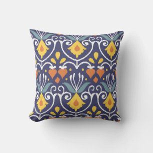 Handmade Ikat fabric. Ethnic seamless pattern. Asi Cushion